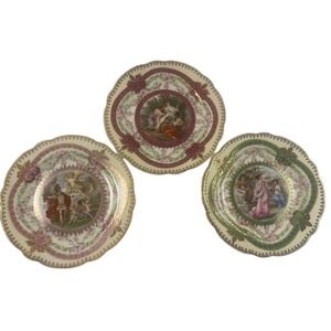 3 Victorian Imperial Crown China Austria Antique Porcelain Plates